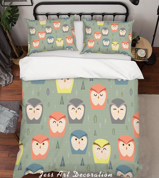 3D Cartoon Owl Quilt Cover Set Bedding Set Pillowcases 19