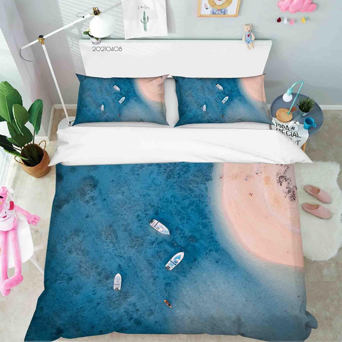 3D Blue Sea Ship Landscape Quilt Cover Set Bedding Set Duvet Cover Pillowcases 43