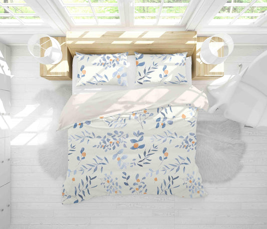 3D Blue Leaves Quilt Cover Set Bedding Set Pillowcases 171