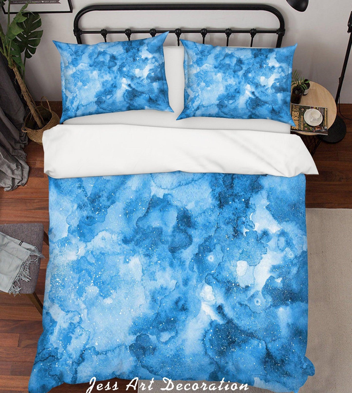 3D Blue Watercolor Quilt Cover Set Bedding Set Pillowcases 28