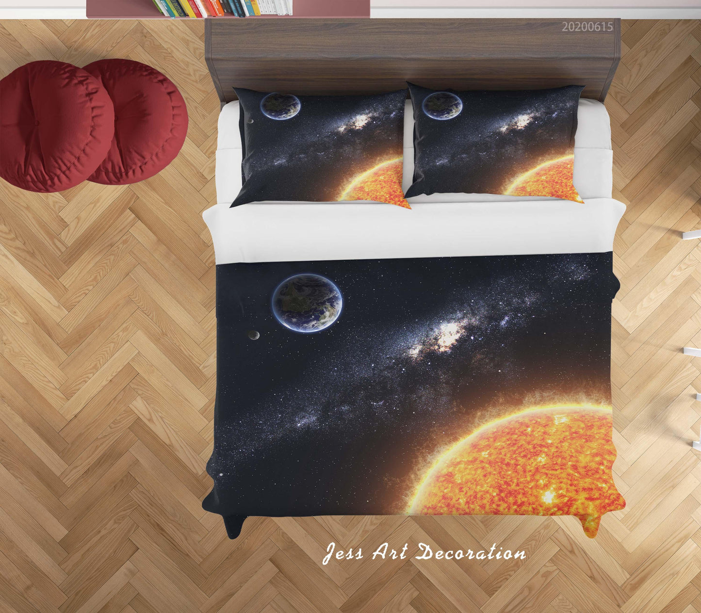 3D Black Golden Planet Universe Quilt Cover Set Bedding Set Duvet Cover Pillowcases SF126