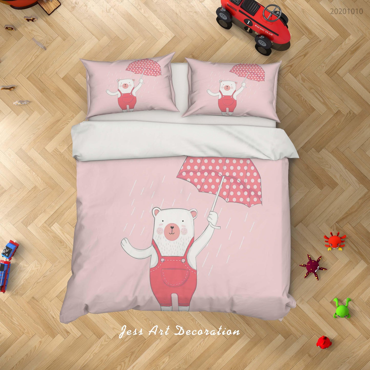 3D Cartoon Cute Animal Bear Umbrella Quilt Cover Set Bedding Set Duvet Cover Pillowcases WJ 9512