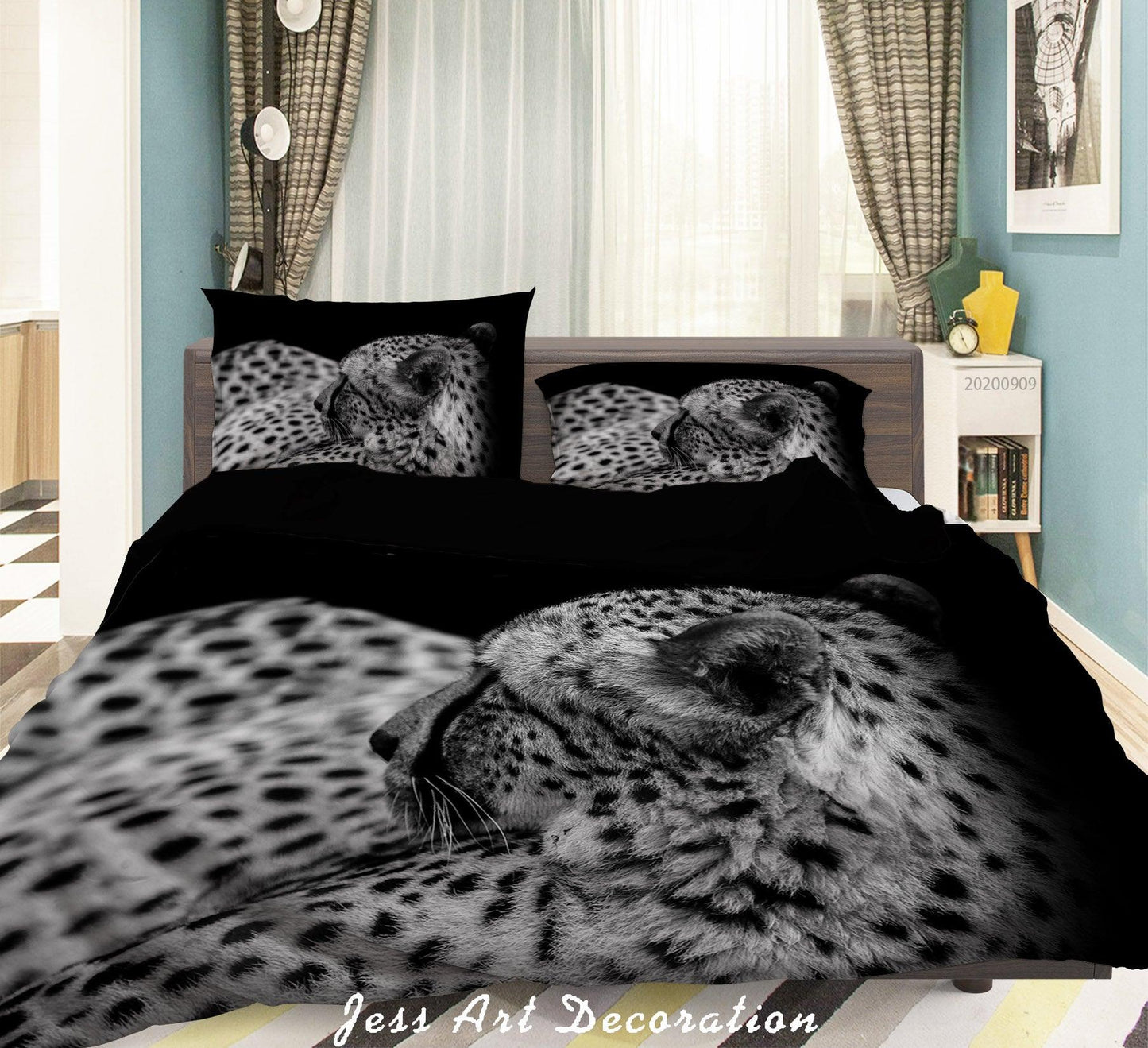 3D Animal Cheetah Quilt Cover Set Bedding Set Duvet Cover Pillowcases WJ 6012