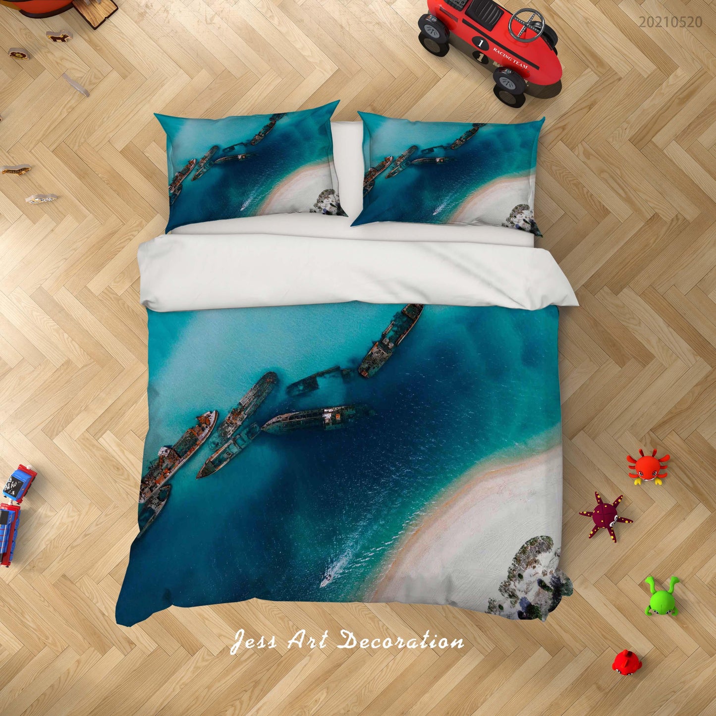 3D Blue Beach Landscape Quilt Cover Set Bedding Set Duvet Cover Pillowcases 32