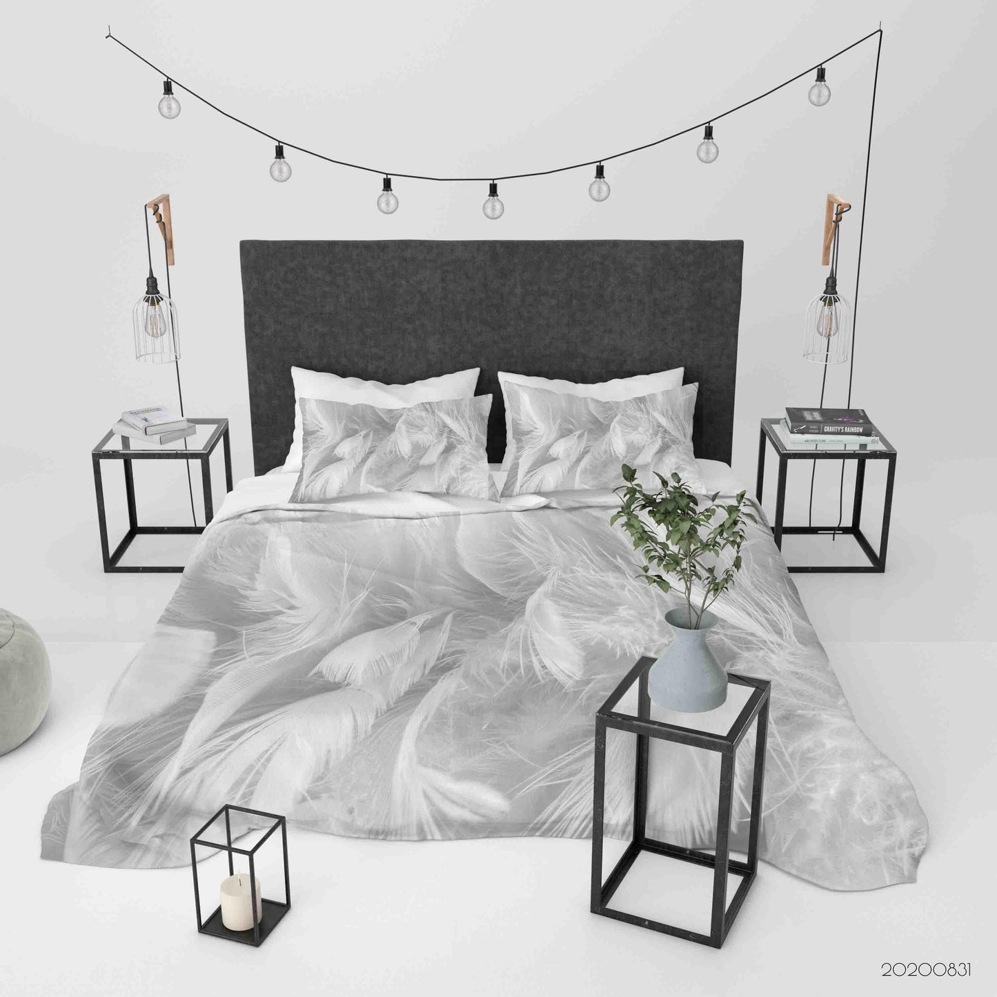 3D Abstract Background Bird Chickens Feather Quilt Cover Set Bedding Set Duvet Cover Pillowcases WJ 3400