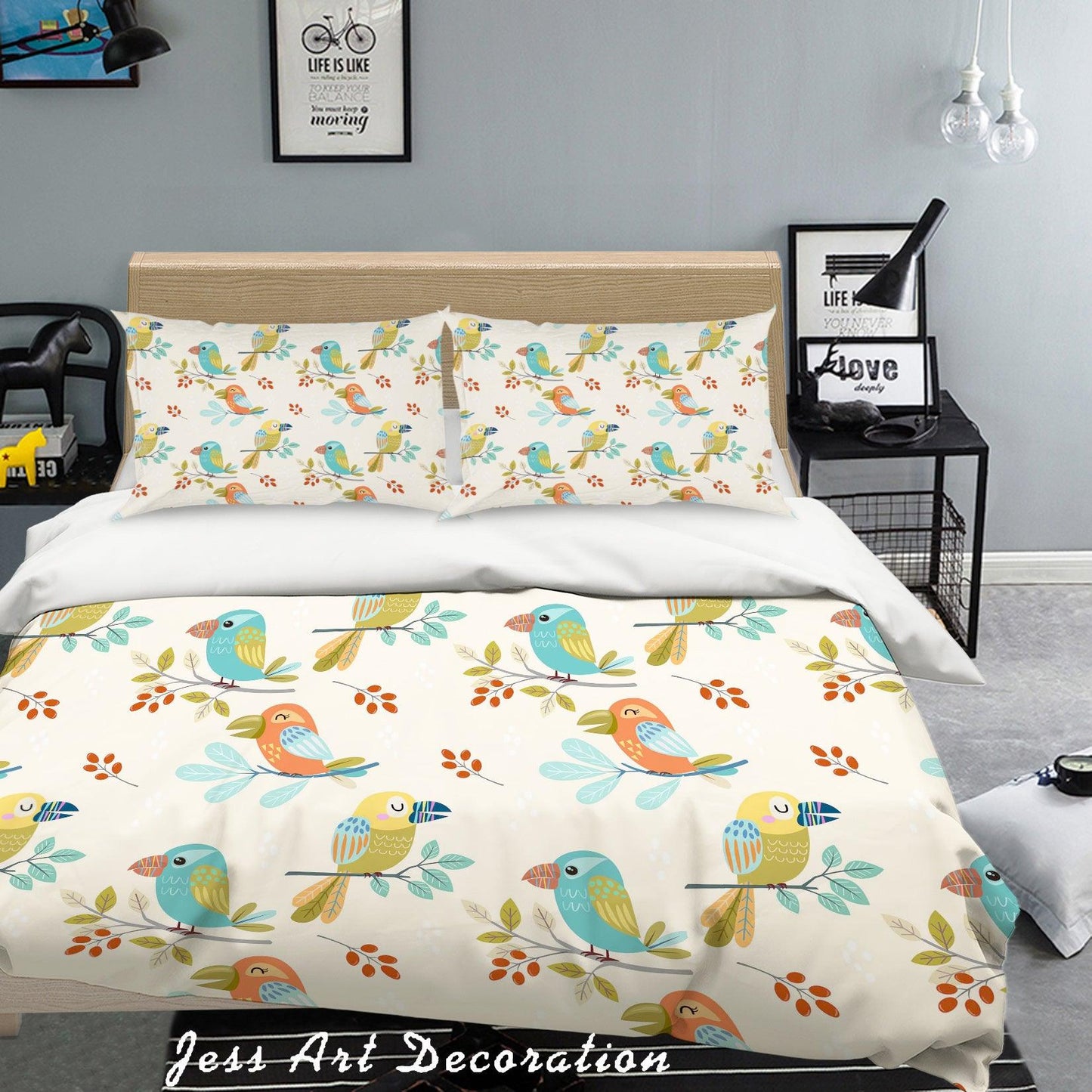 3D Cartoon Bird Quilt Cover Set Bedding Set Pillowcases 14