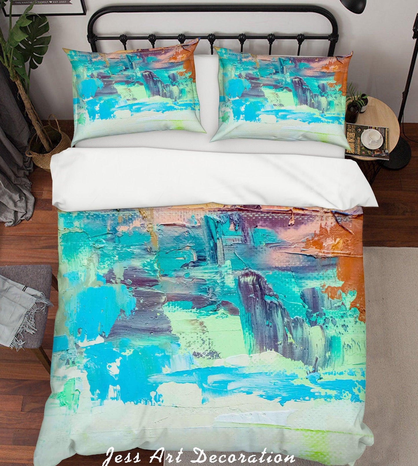 3D Blue Abstract Oil Painting Quilt Cover Set Bedding Set Pillowcasesn 64