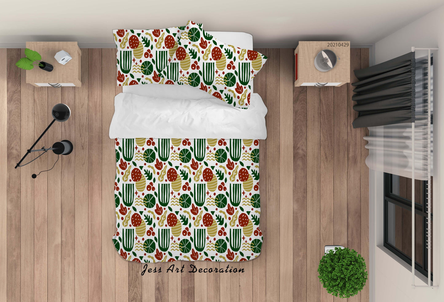 3D Abstract Green Leaf Quilt Cover Set Bedding Set Duvet Cover Pillowcases 5