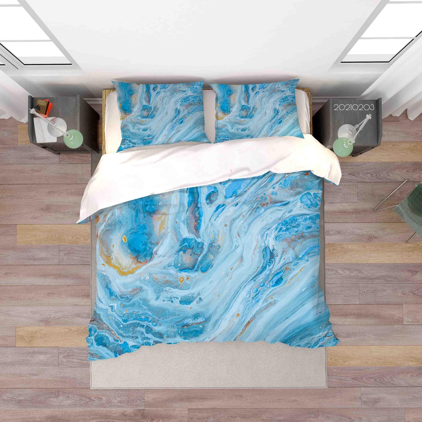 3D Abstract Blue Marble Texture Quilt Cover Set Bedding Set Duvet Cover Pillowcases 77