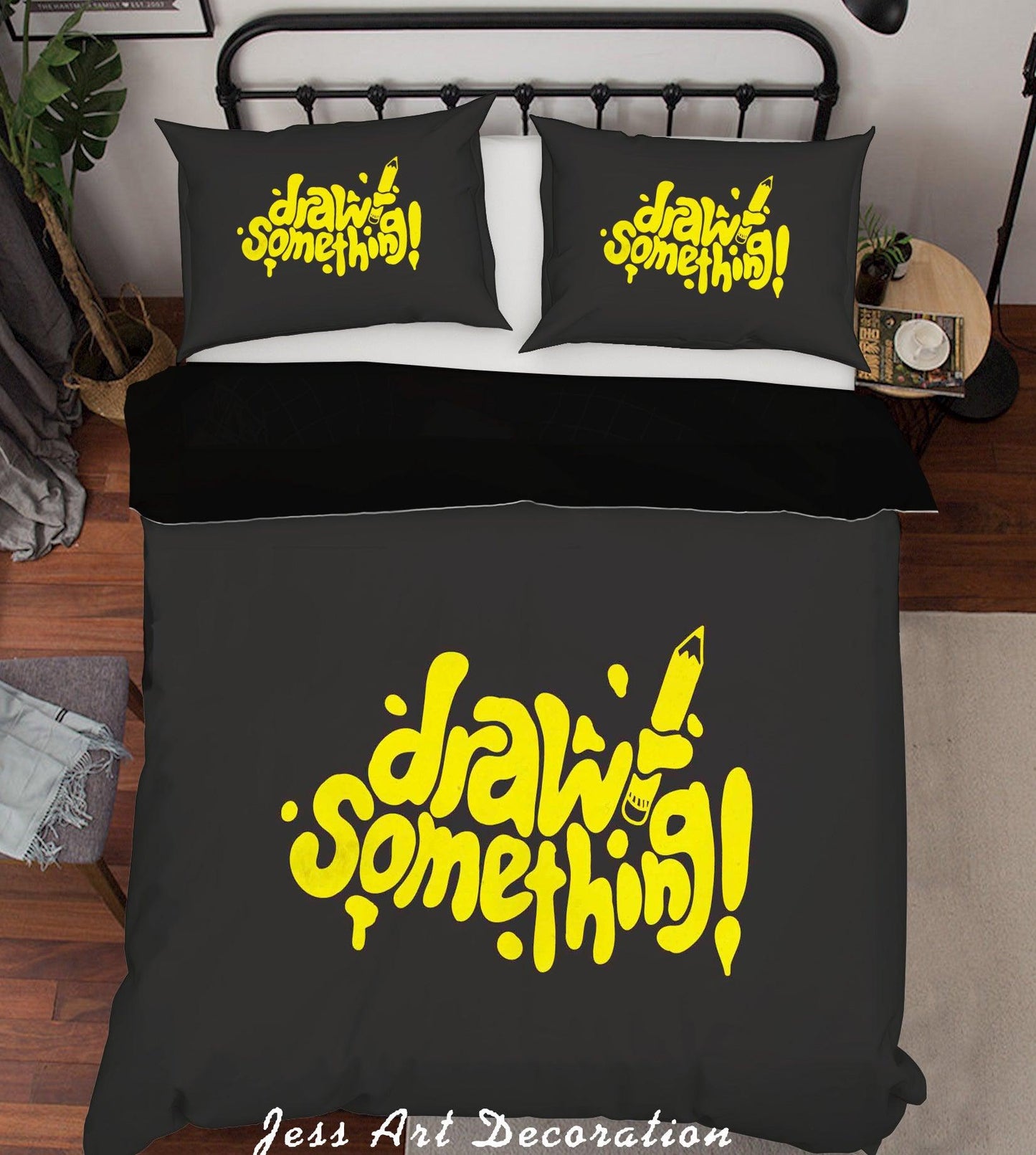 3D Black Graffiti Quilt Cover Set Bedding Set Pillowcases 93