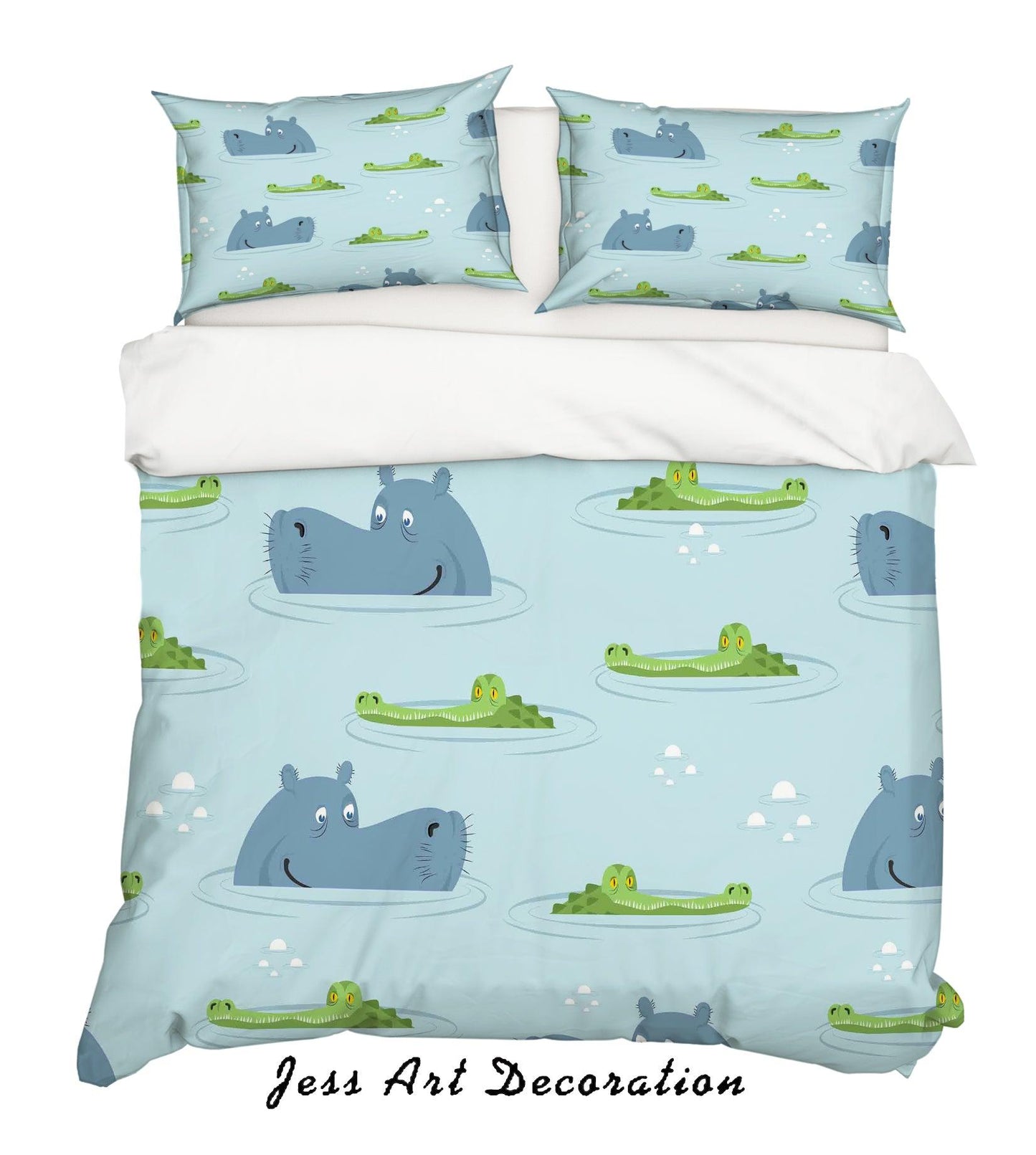 3D Cartoon Hippopotamus Crocodile Quilt Cover Set Bedding Set Pillowcases 166