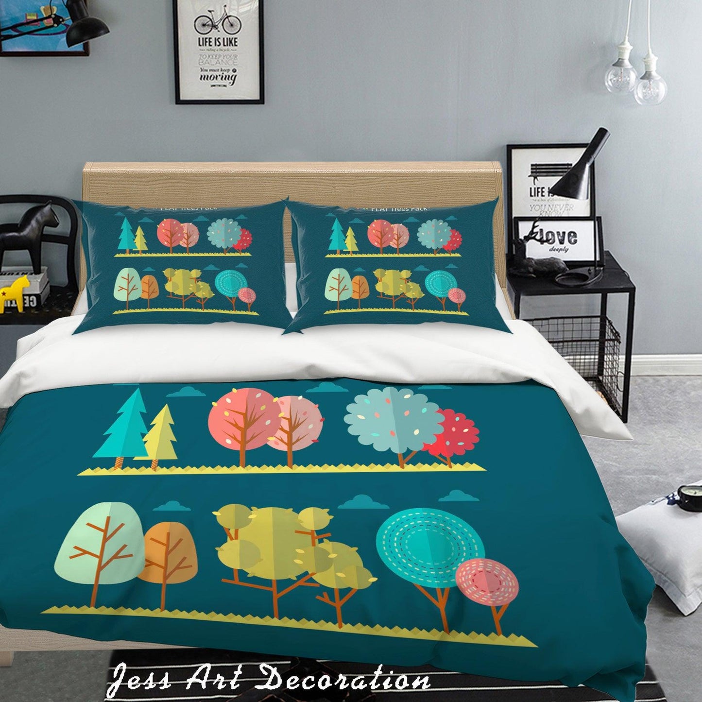 3D Blue Trees Quilt Cover Set Bedding Set Pillowcases 58
