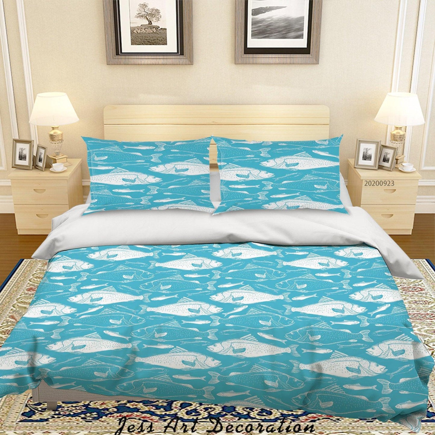 3D Aquatic Animals Fish Pattern Quilt Cover Set Bedding Set Duvet Cover Pillowcases WJ 6322