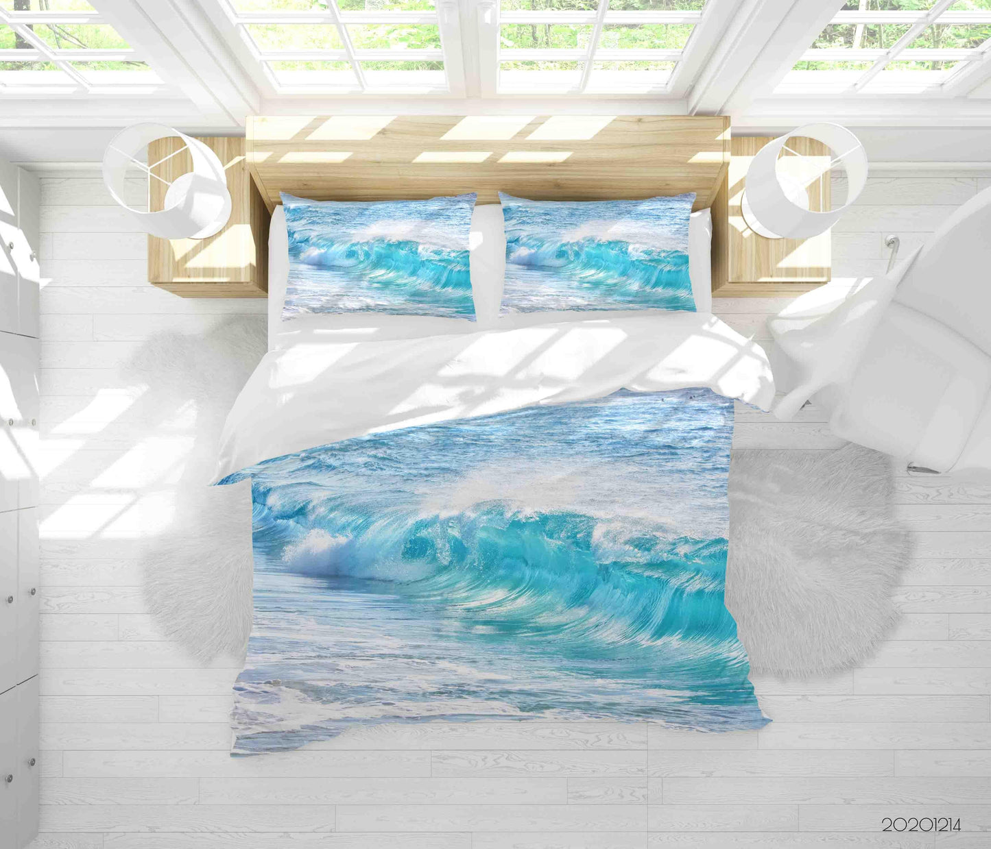 3D Blue Sea Waved Scenery Quilt Cover Set Bedding Set Duvet Cover Pillowcases LXL
