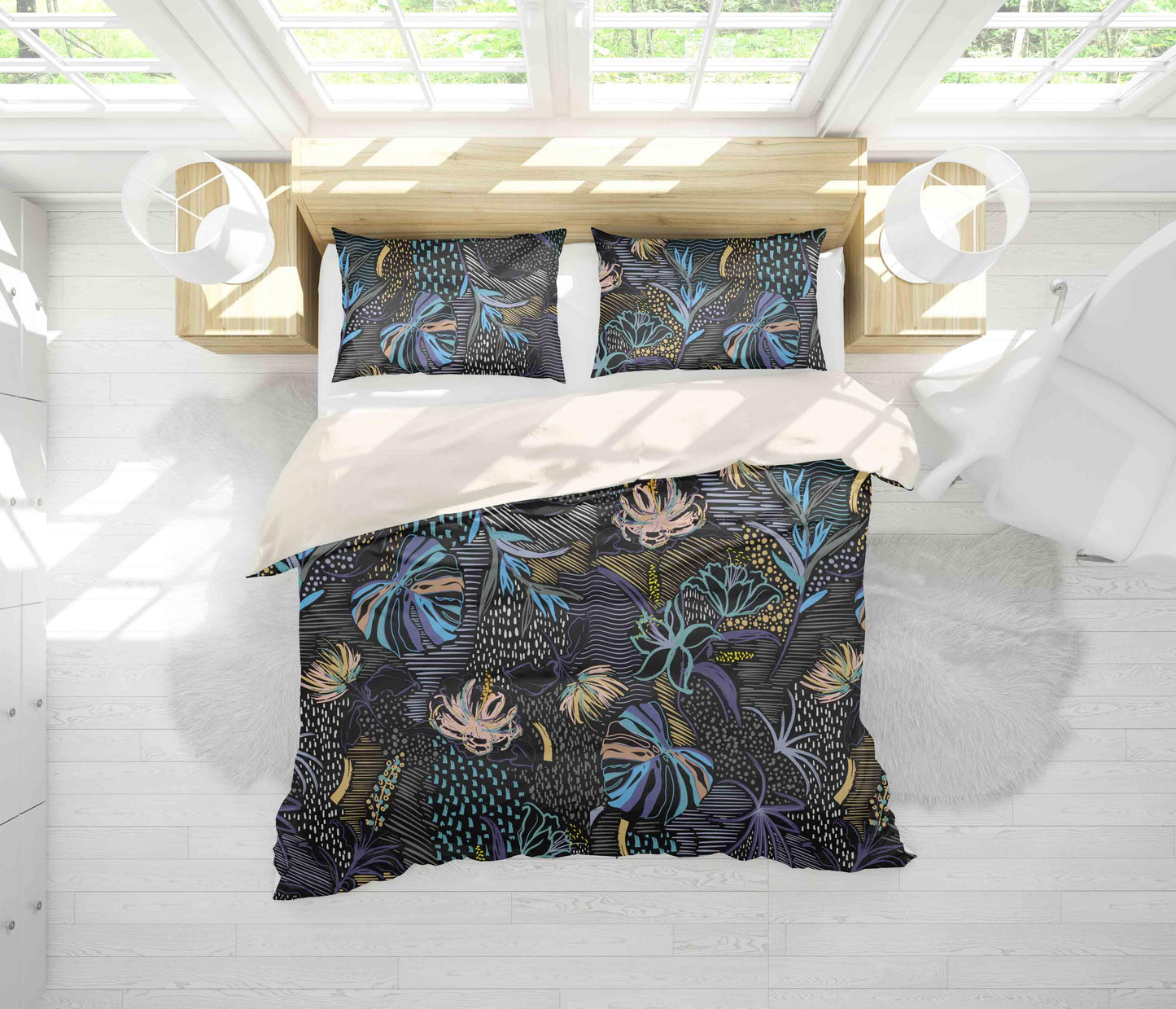 3D Black Leaves Floral Quilt Cover Set Bedding Set Pillowcases 25