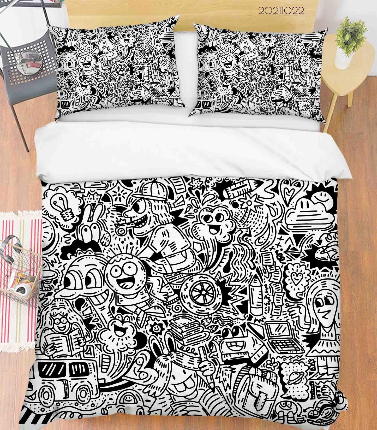 3D Abstract Grey Monster Graffiti Quilt Cover Set Bedding Set Duvet Cover Pillowcases 16