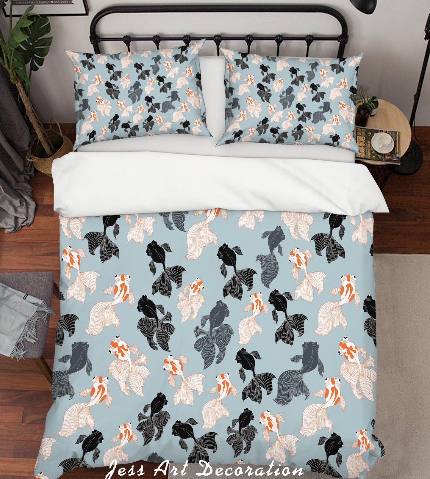 3D Black White Goldfish Quilt Cover Set Bedding Set Pillowcases 93
