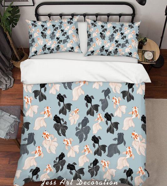 3D Black White Goldfish Quilt Cover Set Bedding Set Pillowcases 93