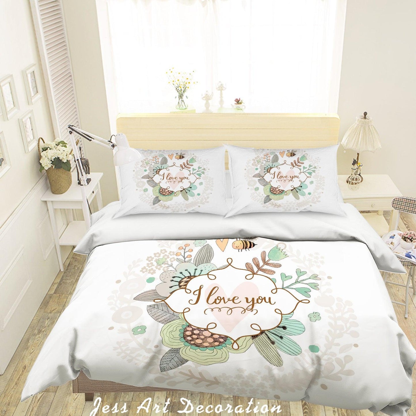 3D Cartoon Bee Flower Quilt Cover Set Bedding Set Pillowcases 41