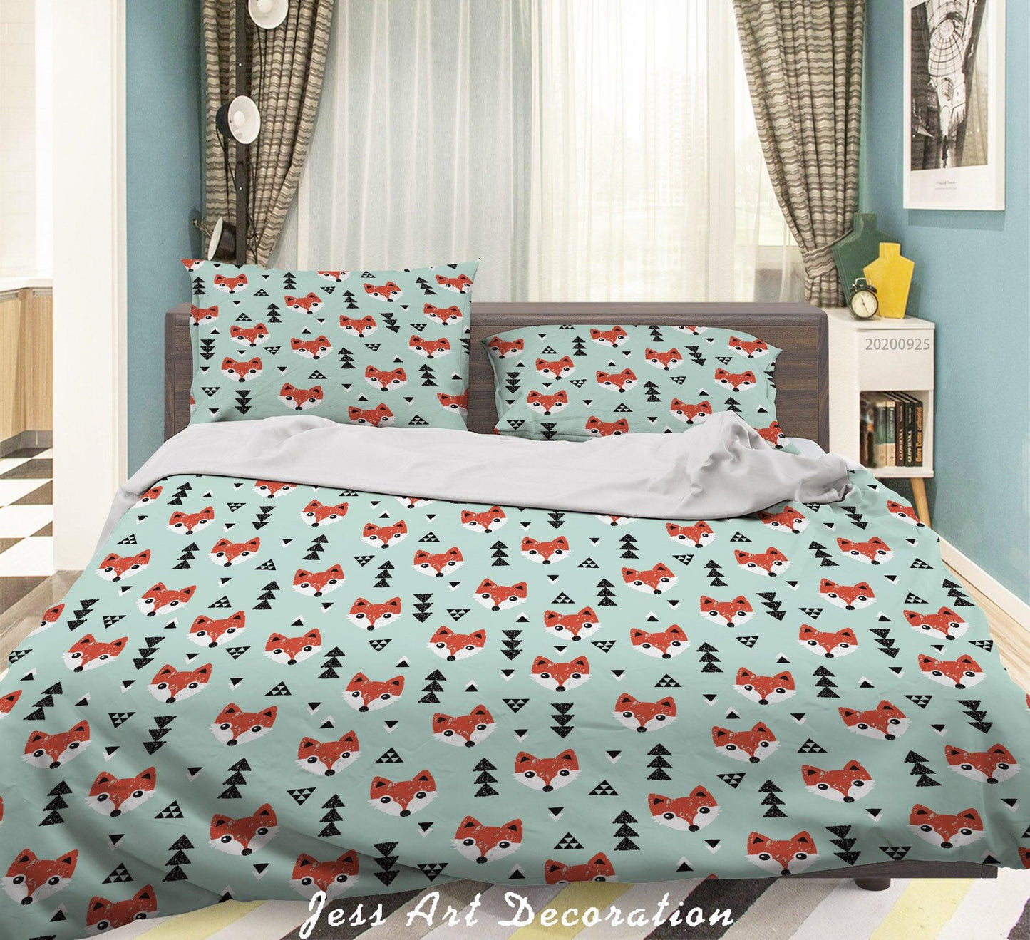 3D Cartoon Animal Fox Pattern Quilt Cover Set Bedding Set Duvet Cover Pillowcases WJ 6434