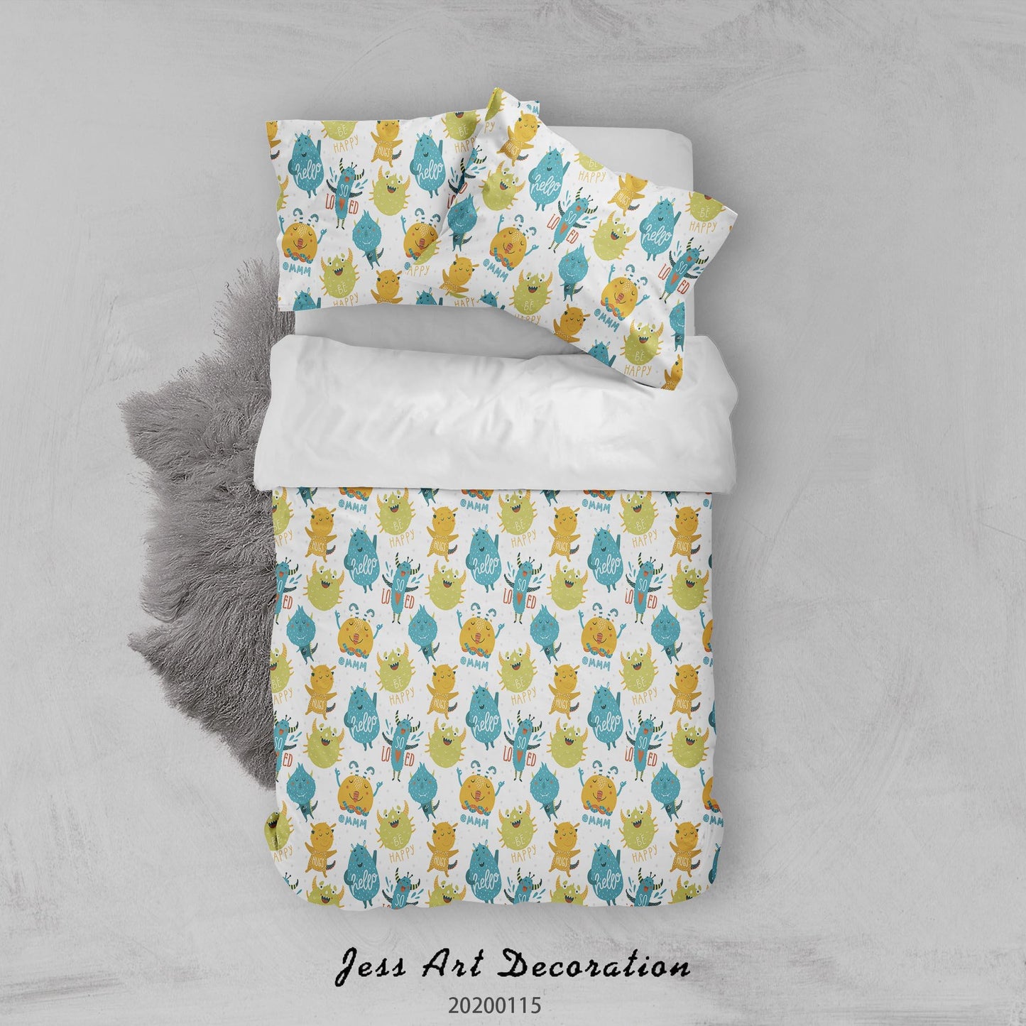 3D Cartoon Animal Monsters Pattern Quilt Cover Set Bedding Set Duvet Cover Pillowcases WJ 9611