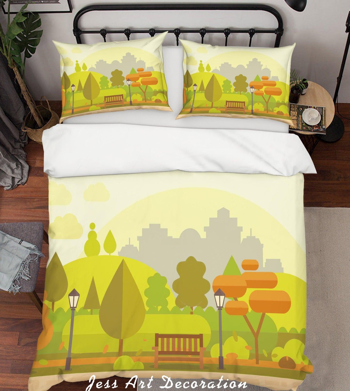 3D Cartoon Green Plants Quilt Cover Set Bedding Set Pillowcases 27