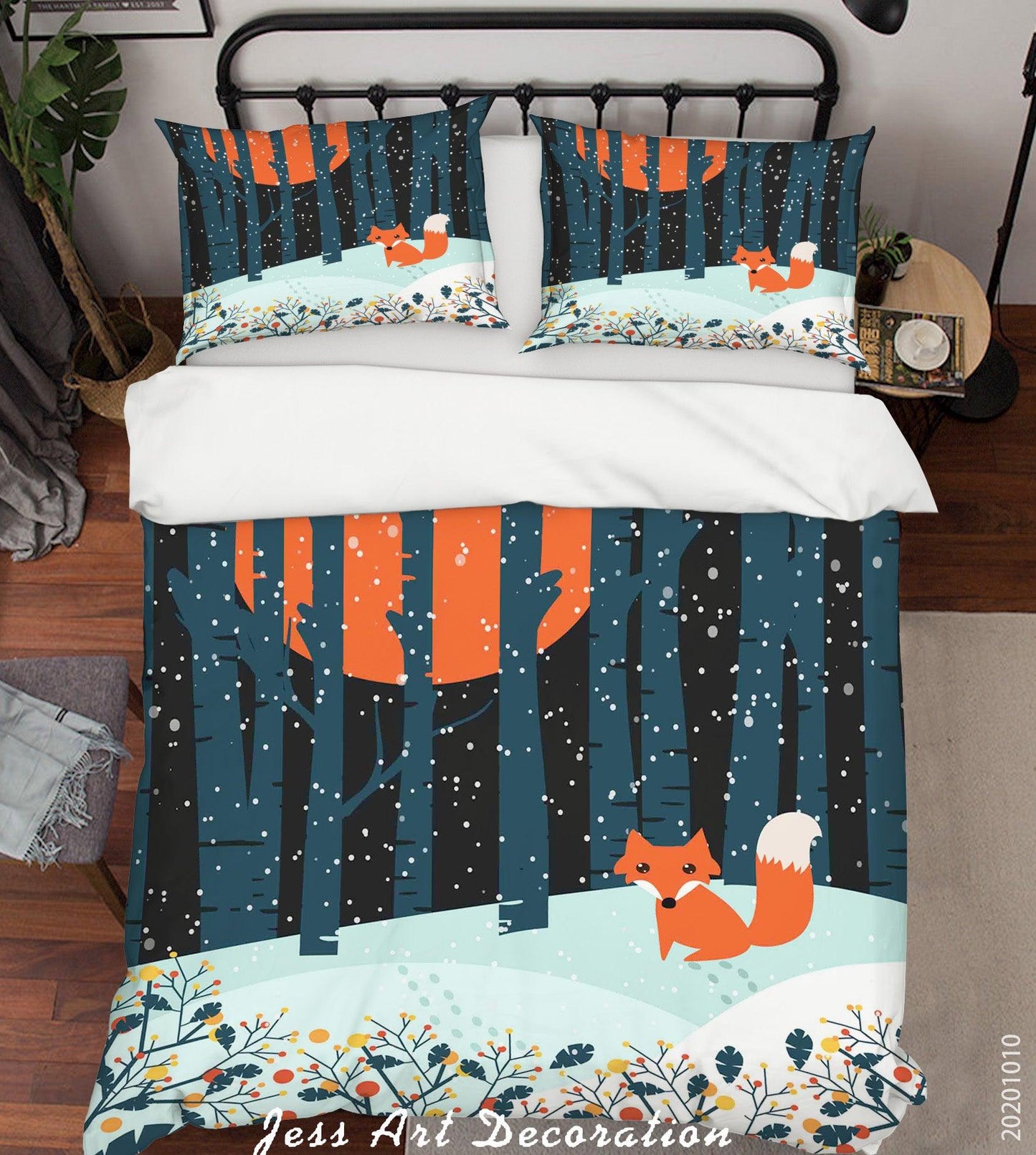 3D Cartoon Animal Fox Forest Quilt Cover Set Bedding Set Duvet Cover Pillowcases WJ 9584