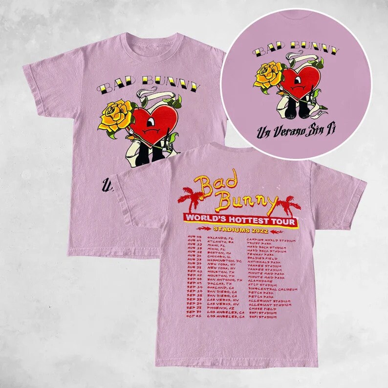 2022 Bad Bunny Tour Shirt, Un Verano Sin Ti Bad Bunny Concert Shirt