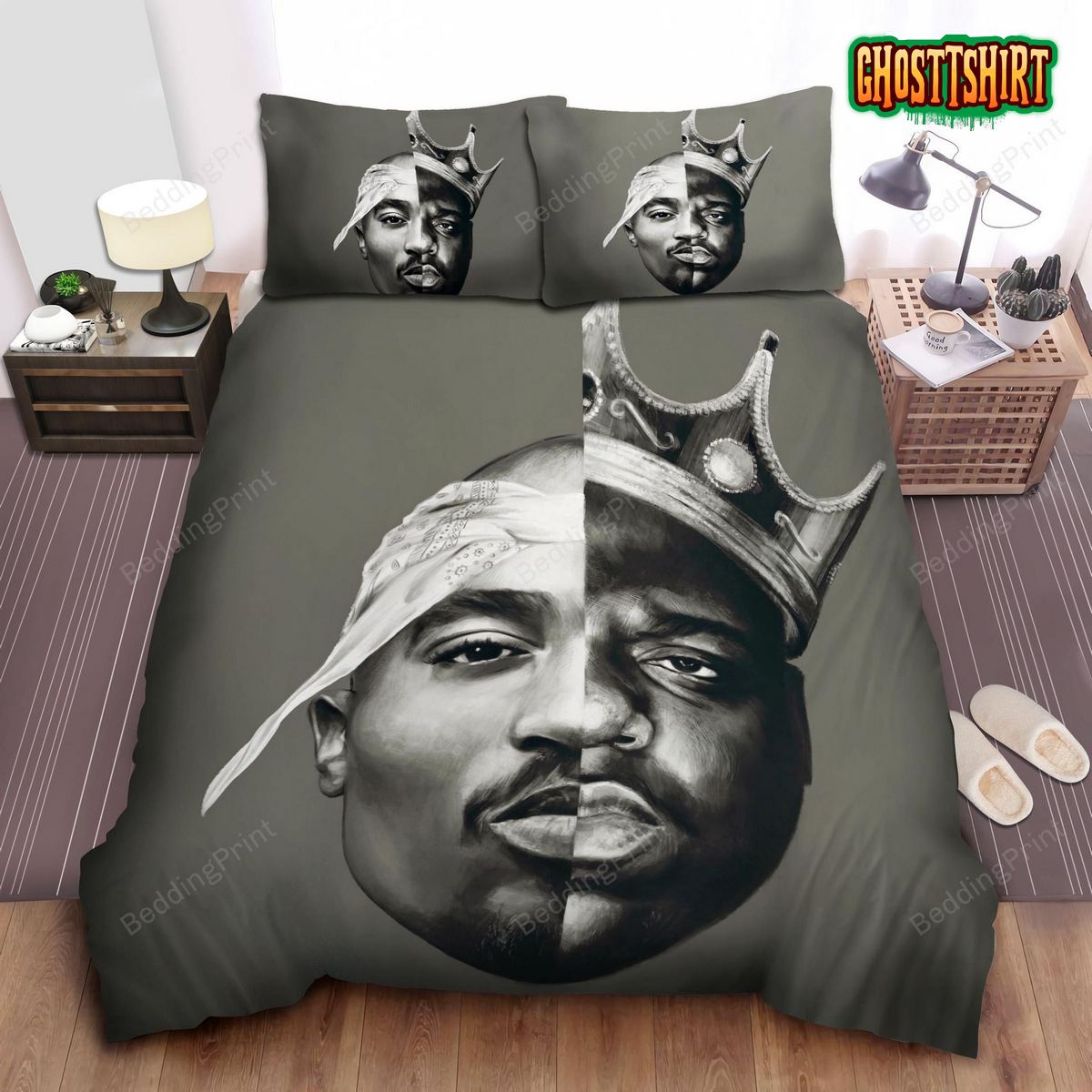 2pac Cigarette And Rose Bed Sheets Duvet Cover Bedding Set
