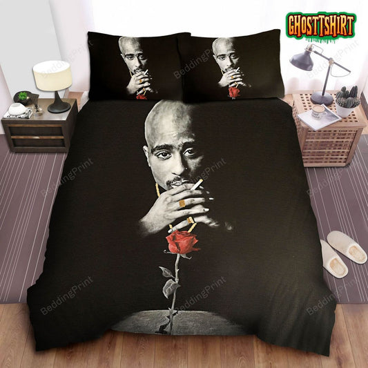 2pac Cigarette And Rose Bed Sheets Duvet Cover Bedding Sets