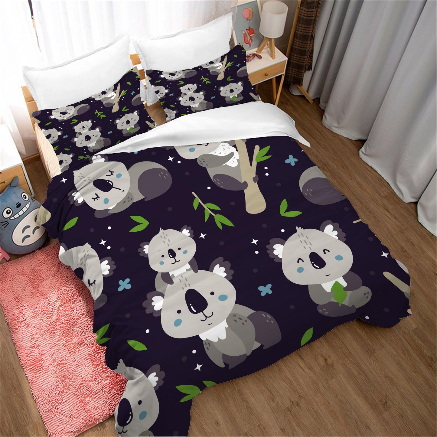 3D Cartoon Animal Koala Black Quilt Cover Set Bedding Set Duvet Cover Pillowcases 139