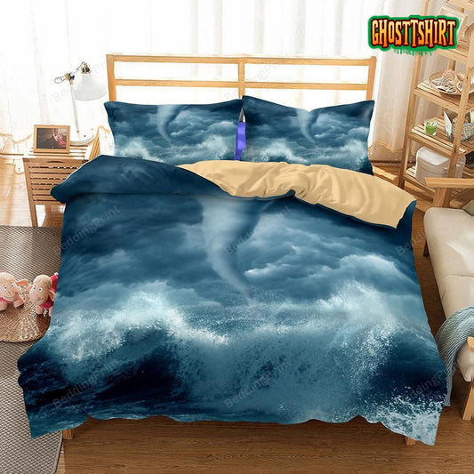 3 Piece Set Digital Printing Tornado Hurricane Florence Path Household Goods Bedding Set