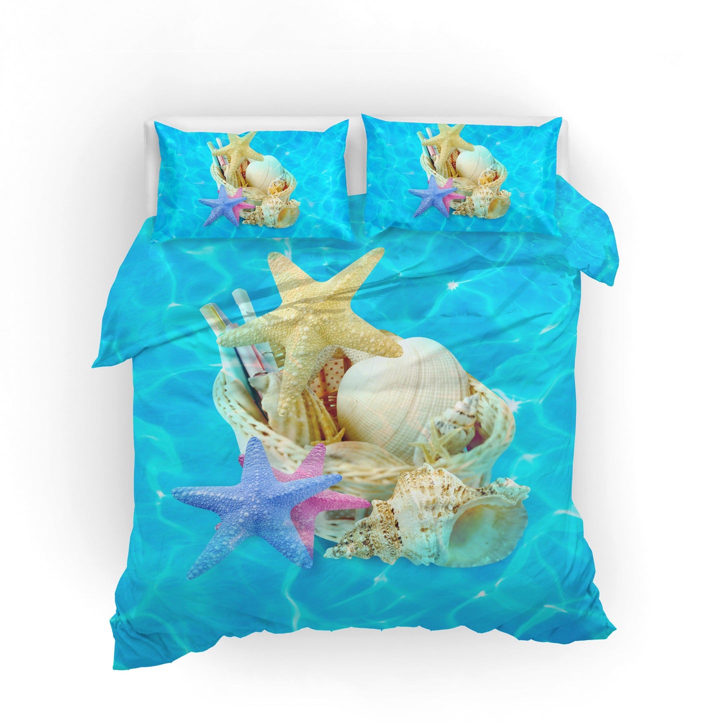 3D Blue Ocean Starfish Quilt Cover Set Bedding Set Pillowcases 50