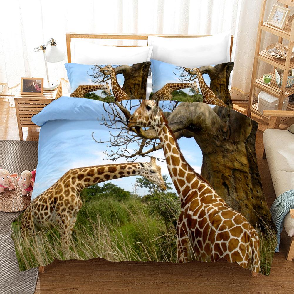 3D Blue Sky Giraffe Quilt Cover Set Bedding Set Pillowcases 115