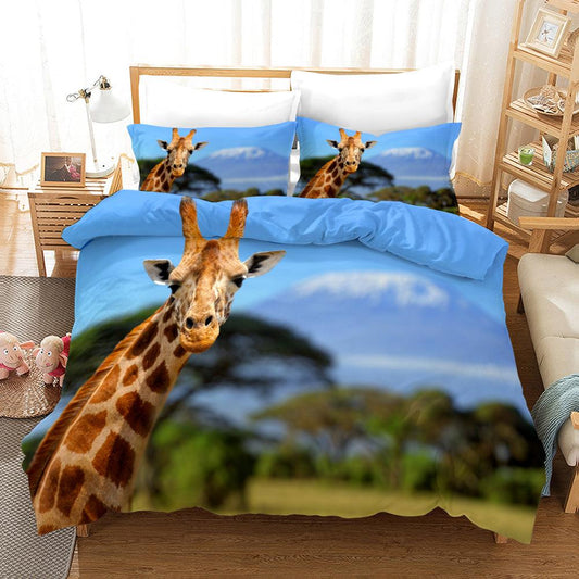 3D Blue Sky Giraffe Quilt Cover Set Bedding Set Pillowcases 119