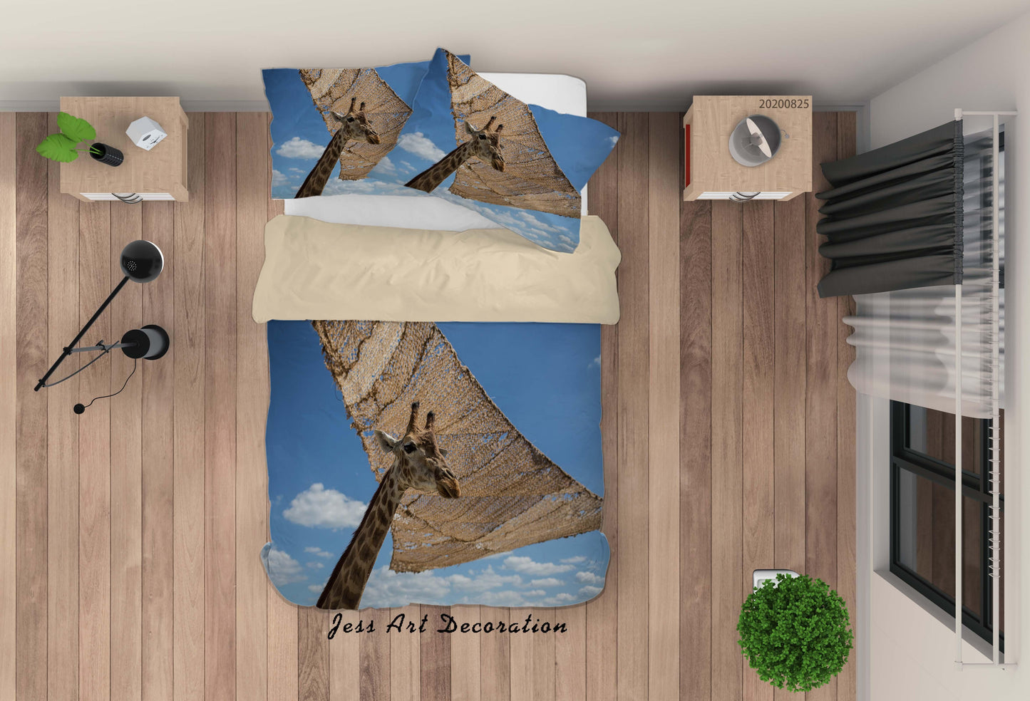 3D Animal Forest Giraffe Quilt Cover Set Bedding Set Duvet Cover Pillowcases WJ 3334