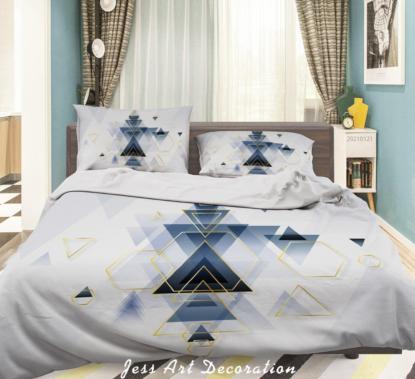 3D Abstract Geometric Triangle Pattern Quilt Cover Set Bedding Set Duvet Cover Pillowcases 51