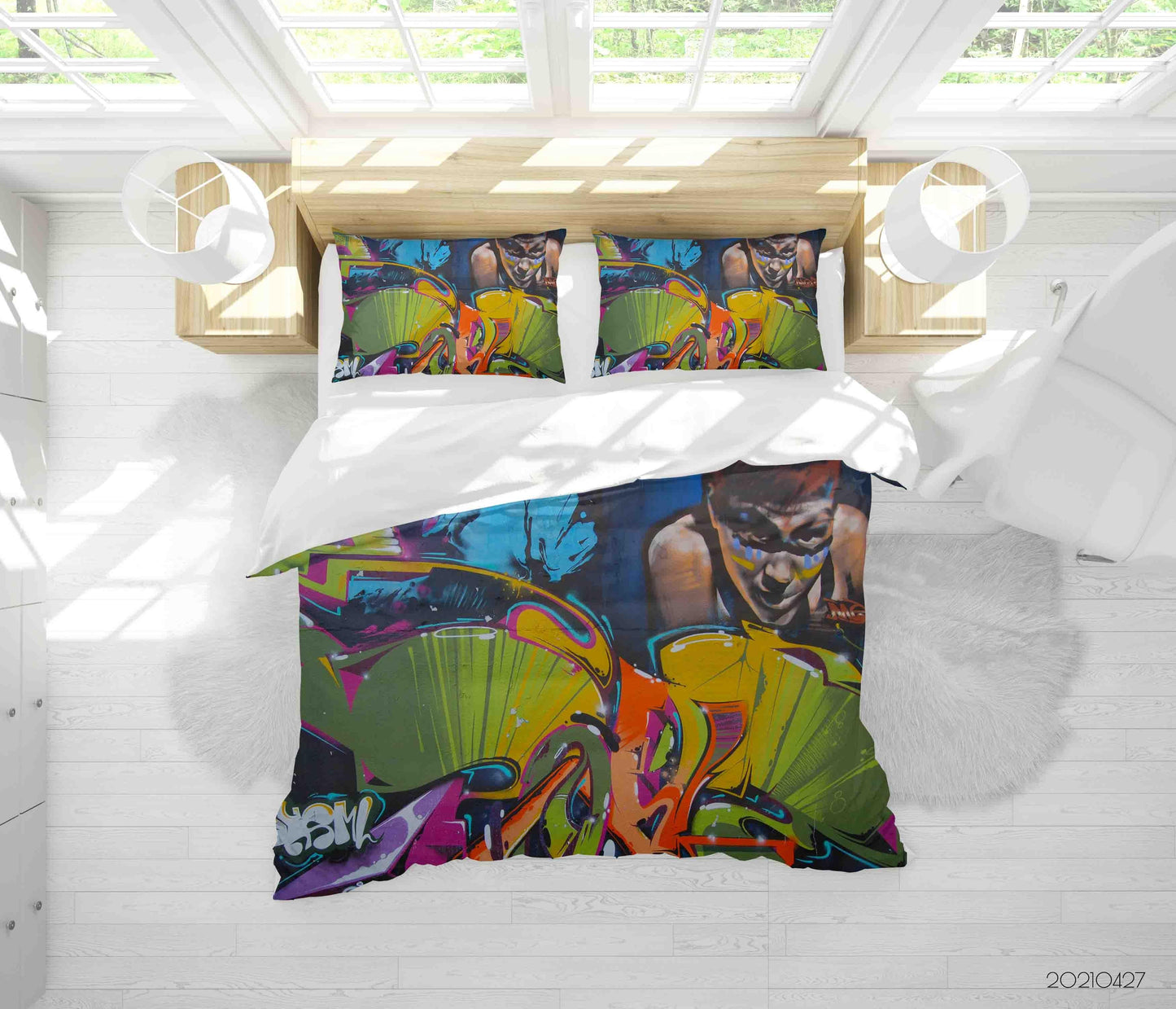 3D Abstract Colored Art Graffiti Quilt Cover Set Bedding Set Duvet Cover Pillowcases 144