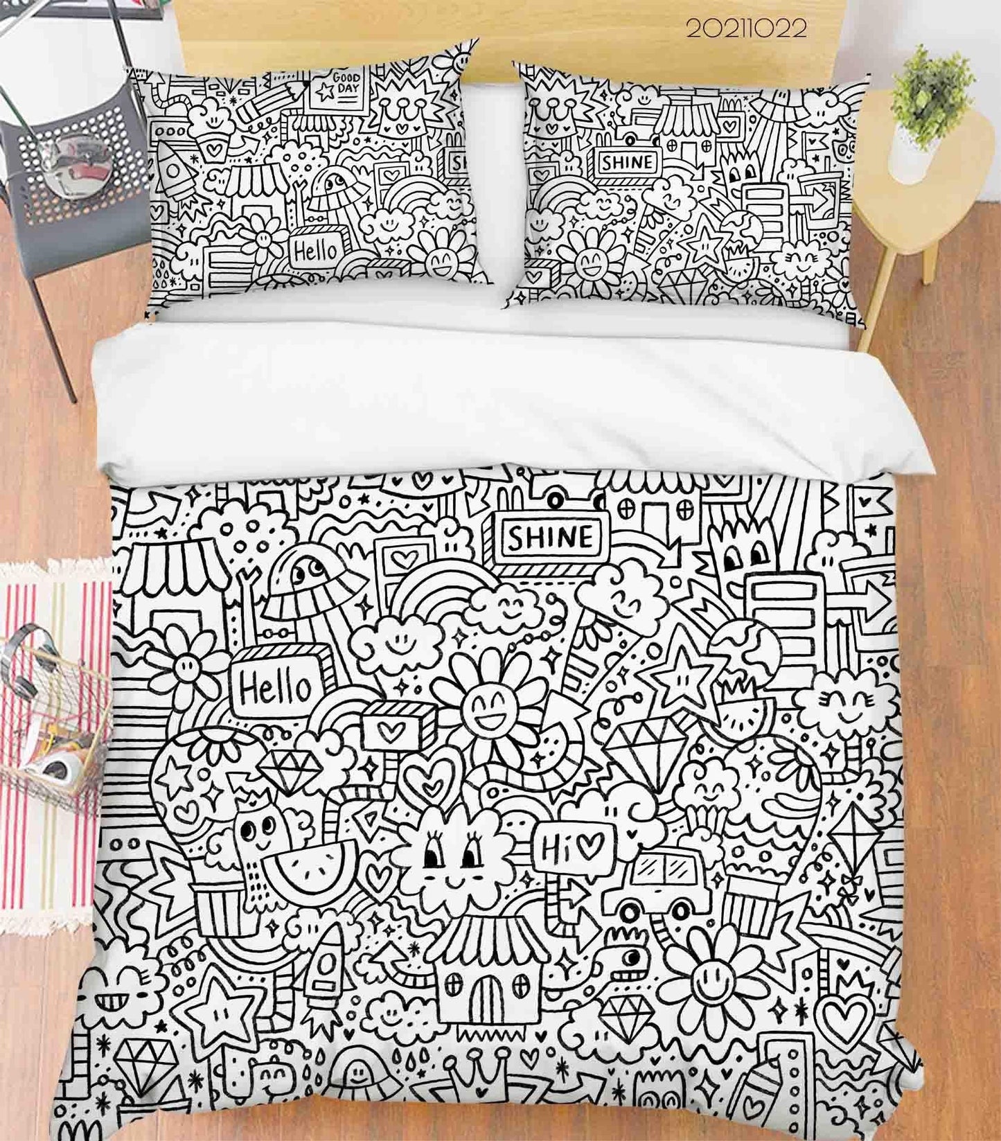 3D Cartoon Illustration Art Doodle Quilt Cover Set Bedding Set Duvet Cover Pillowcases 71