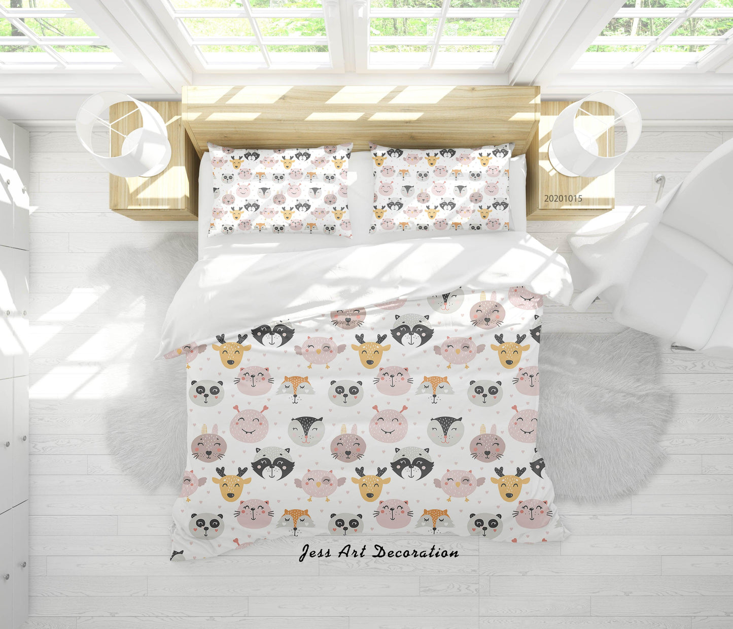 3D Cartoon Animal Foxs Cats Pattern Quilt Cover Set Bedding Set Duvet Cover Pillowcases WJ 9589