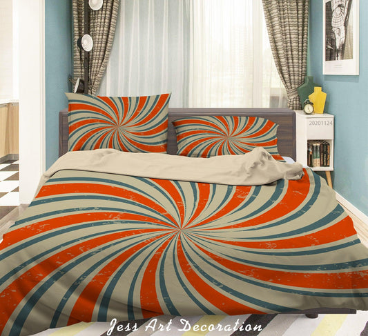 3D Abstract Grunge Retro Spiral Background Quilt Cover Set Bedding Set Duvet Cover Pillowcases LXL