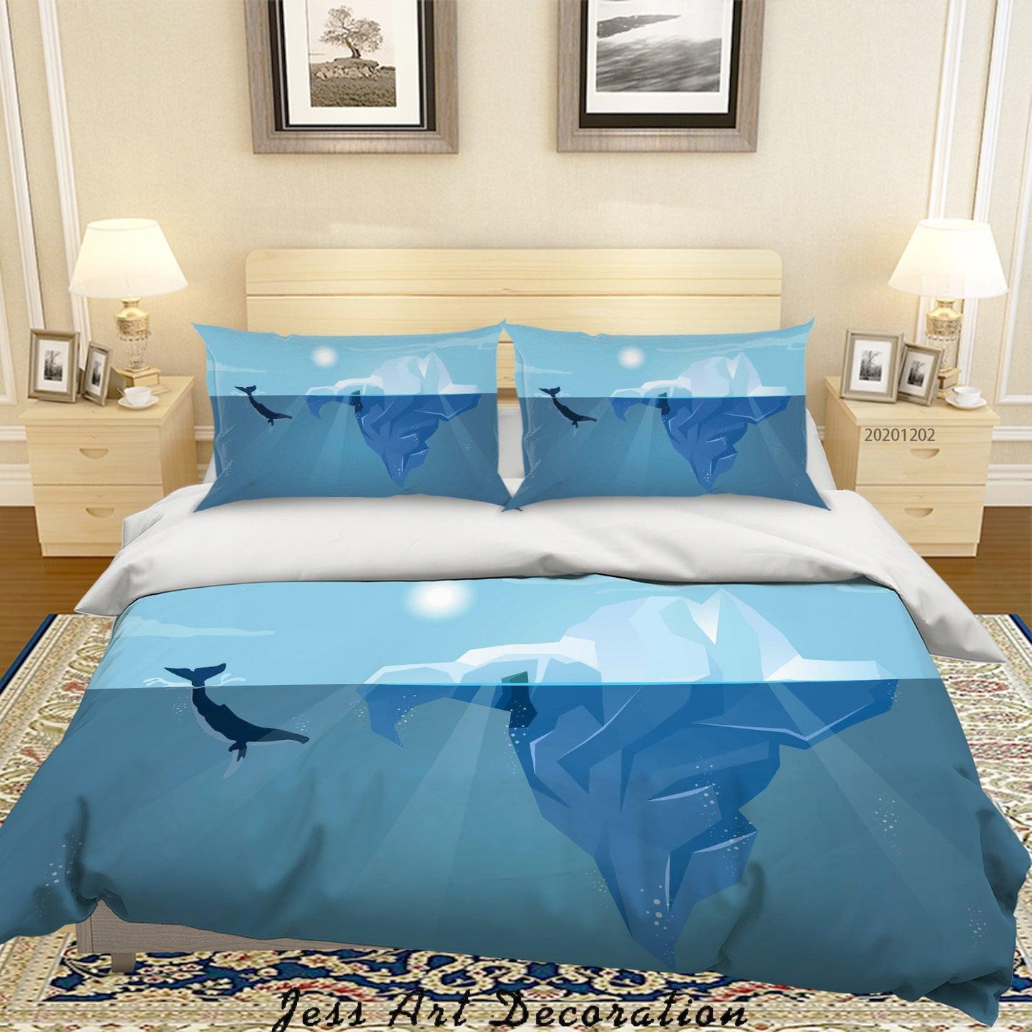 3D Cartoon Blue Sky Sunny Ocean Dolphin Fish Quilt Cover Set Bedding Set Duvet Cover Pillowcases LXL