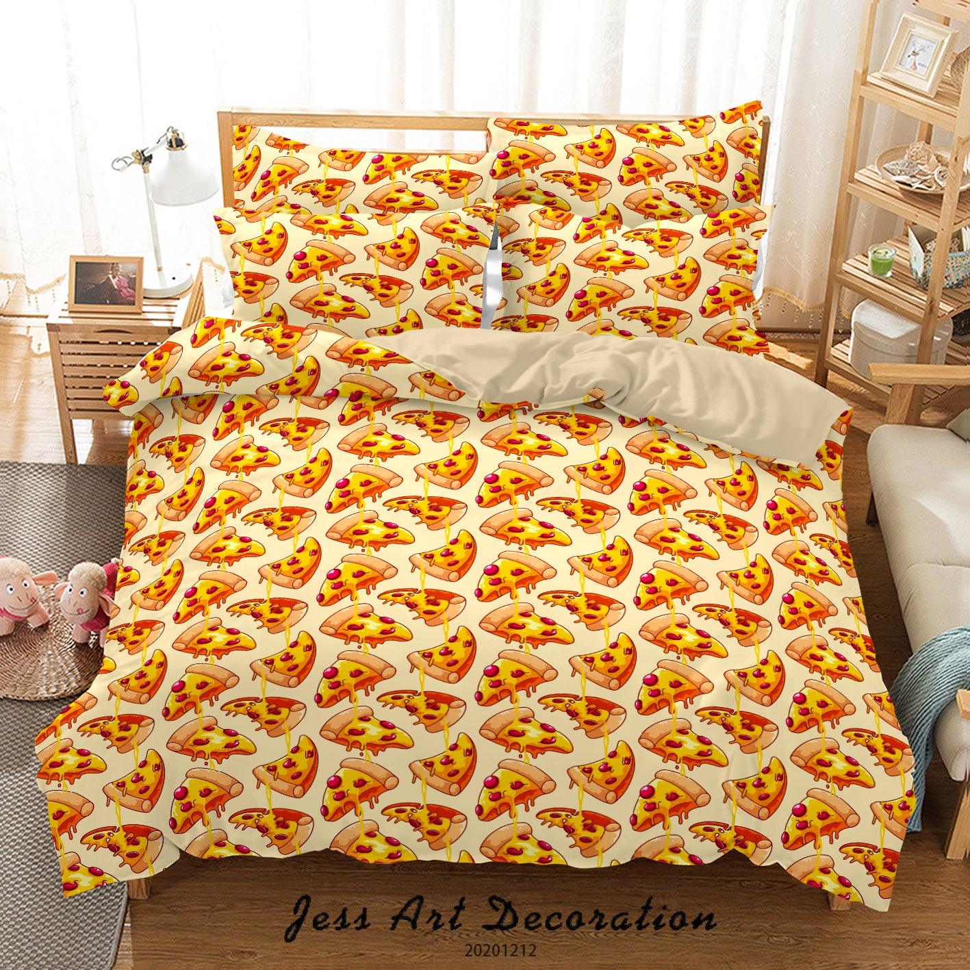 3D Cartoon Pizza Pattern Quilt Cover Set Bedding Set Duvet Cover Pillowcases LXL
