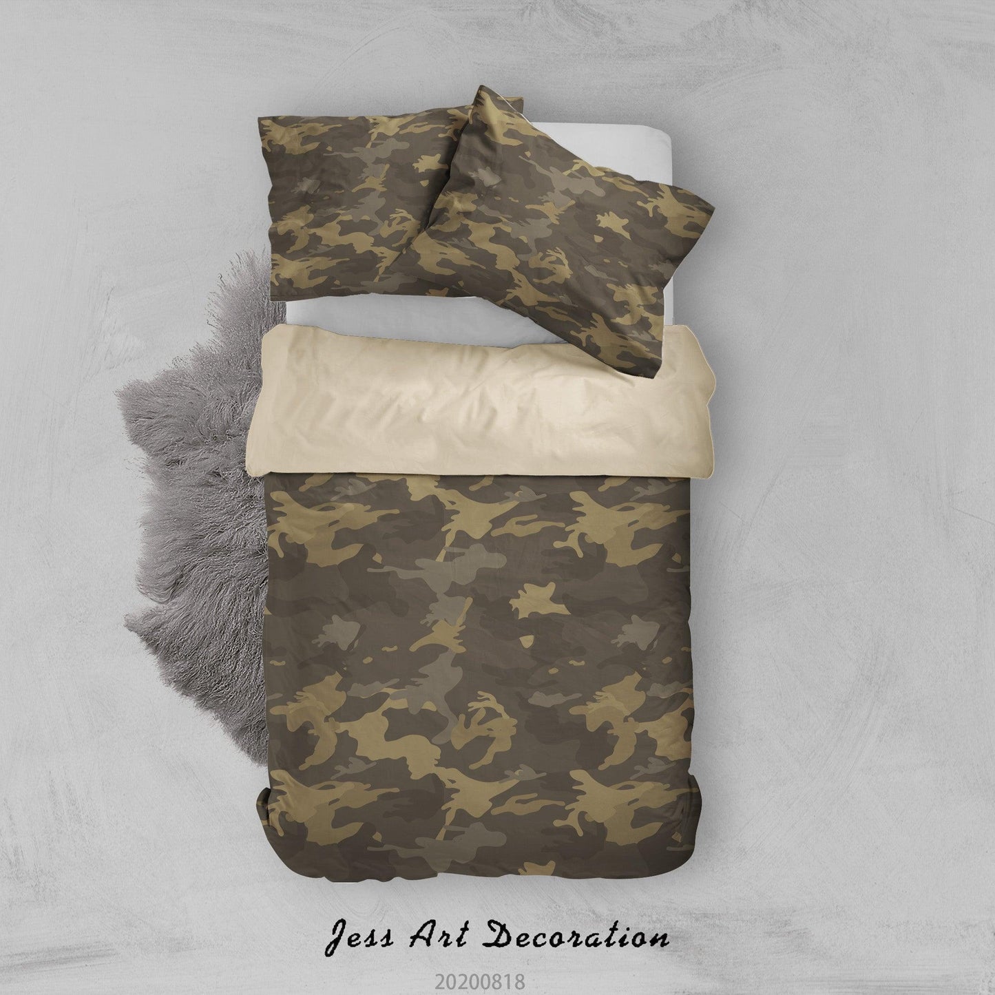 3D Army Green Pattern Quilt Cover Set Bedding Set Duvet Cover Pillowcases LXL