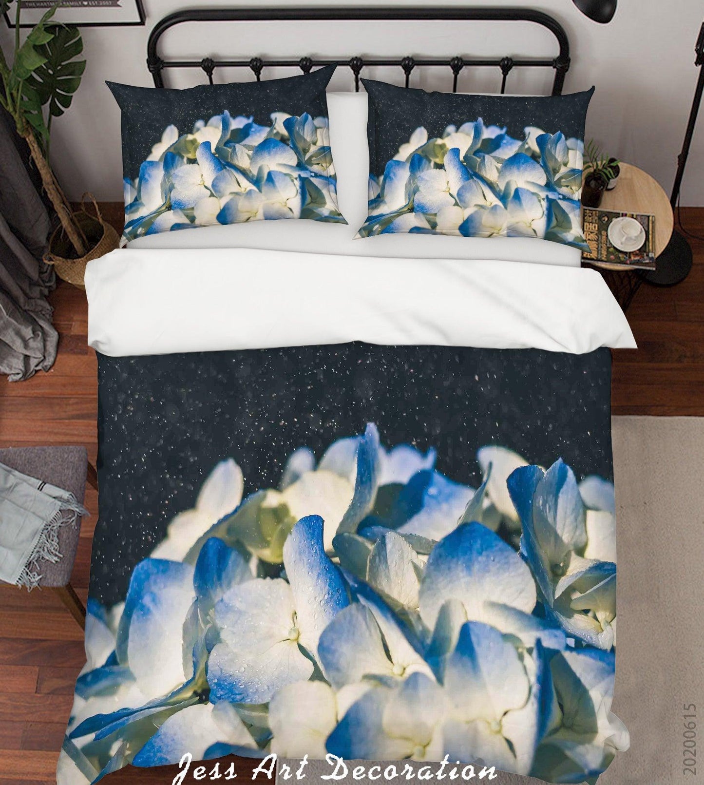 3D Blue Hydrangea Flowers Quilt Cover Set Bedding Set Duvet Cover Pillowcases SF09