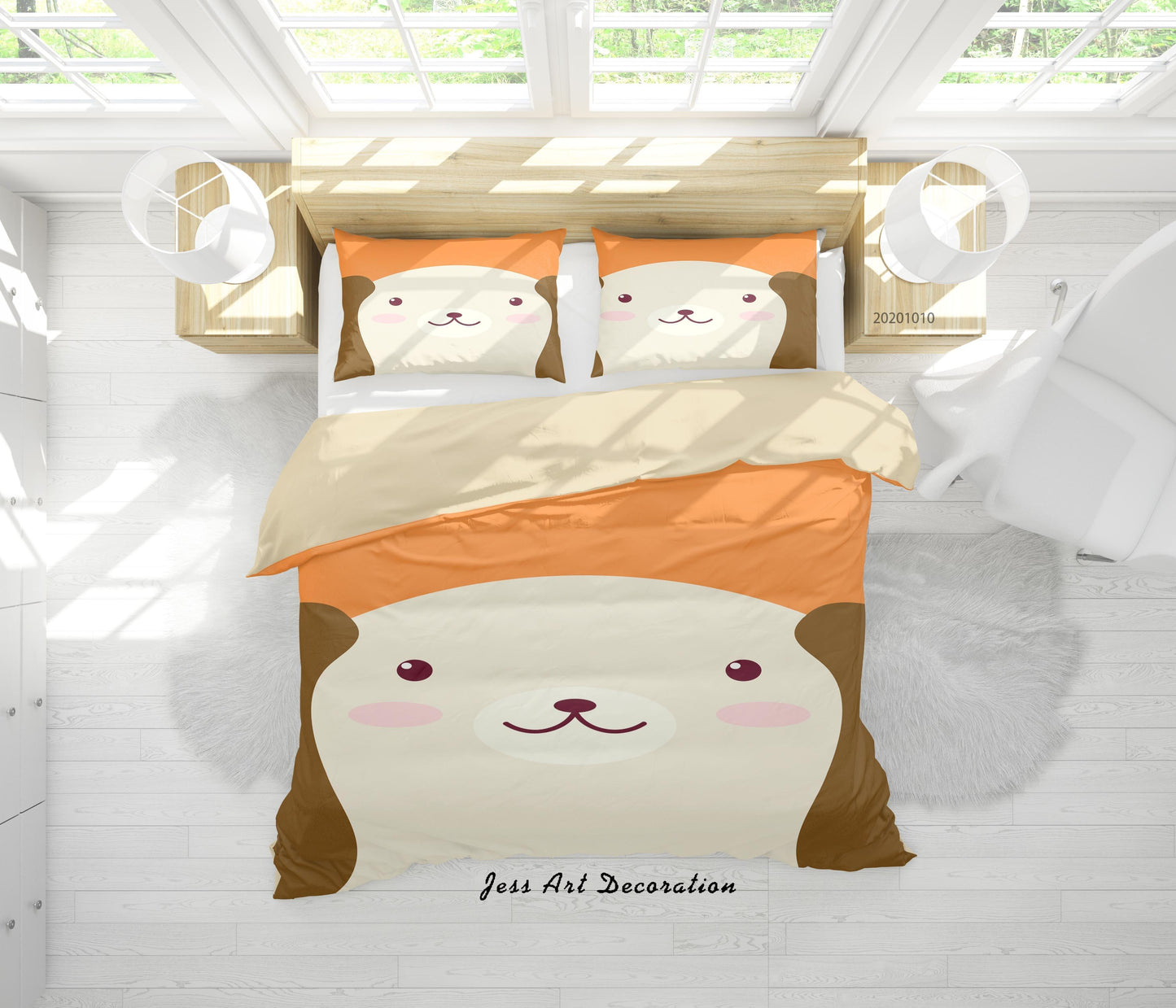 3D Cartoon Cute Animal Dog Quilt Cover Set Bedding Set Duvet Cover Pillowcases WJ 9543