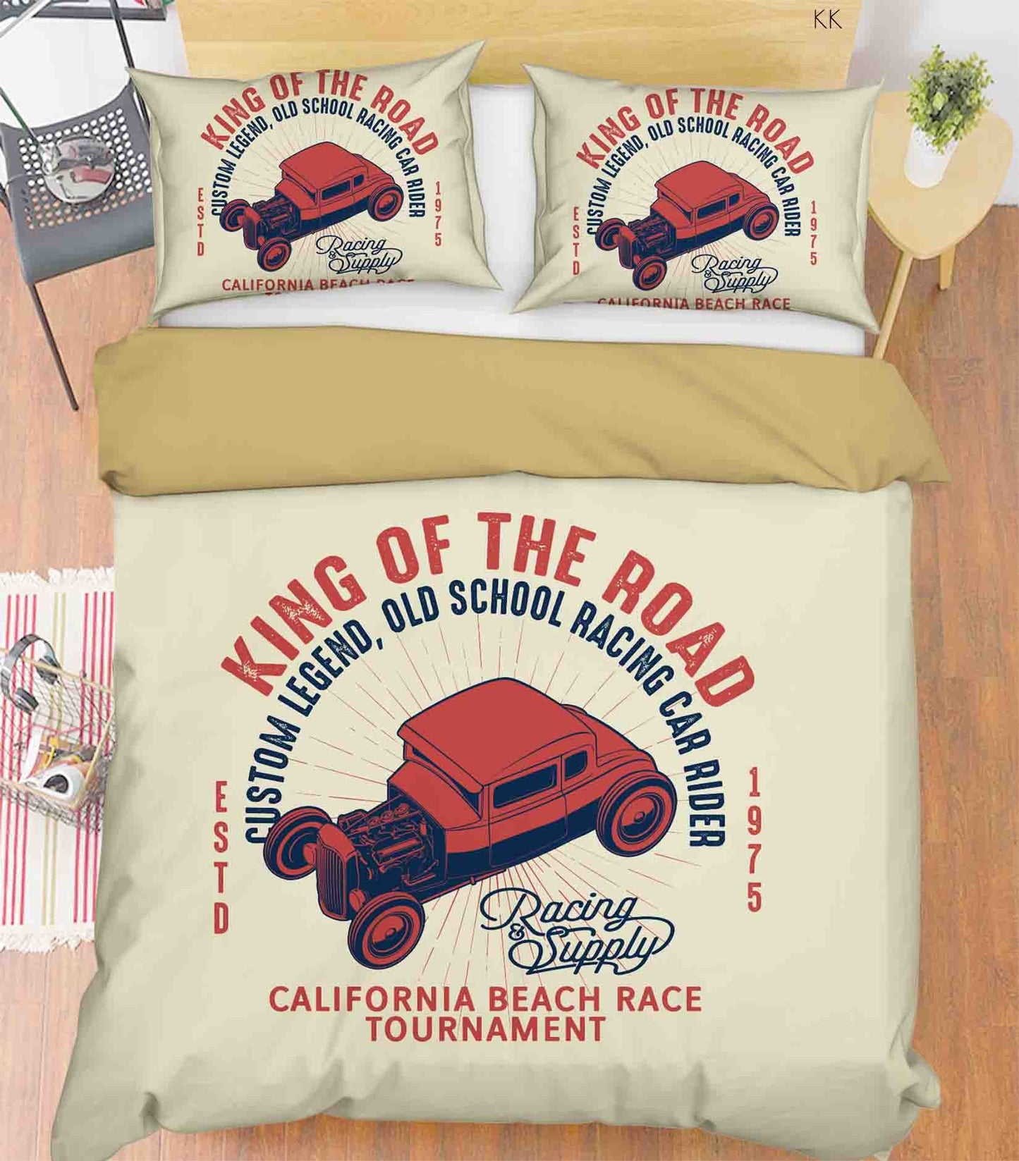 3D Automobile Letter Apricot Quilt Cover Set Bedding Set Duvet Cover Pillowcase 391