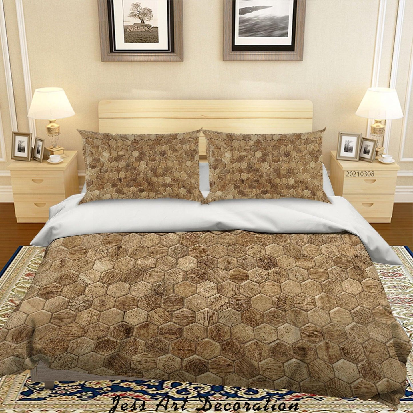 3D Brown Hexagon Geometry Quilt Cover Set Bedding Set Duvet Cover Pillowcases 292