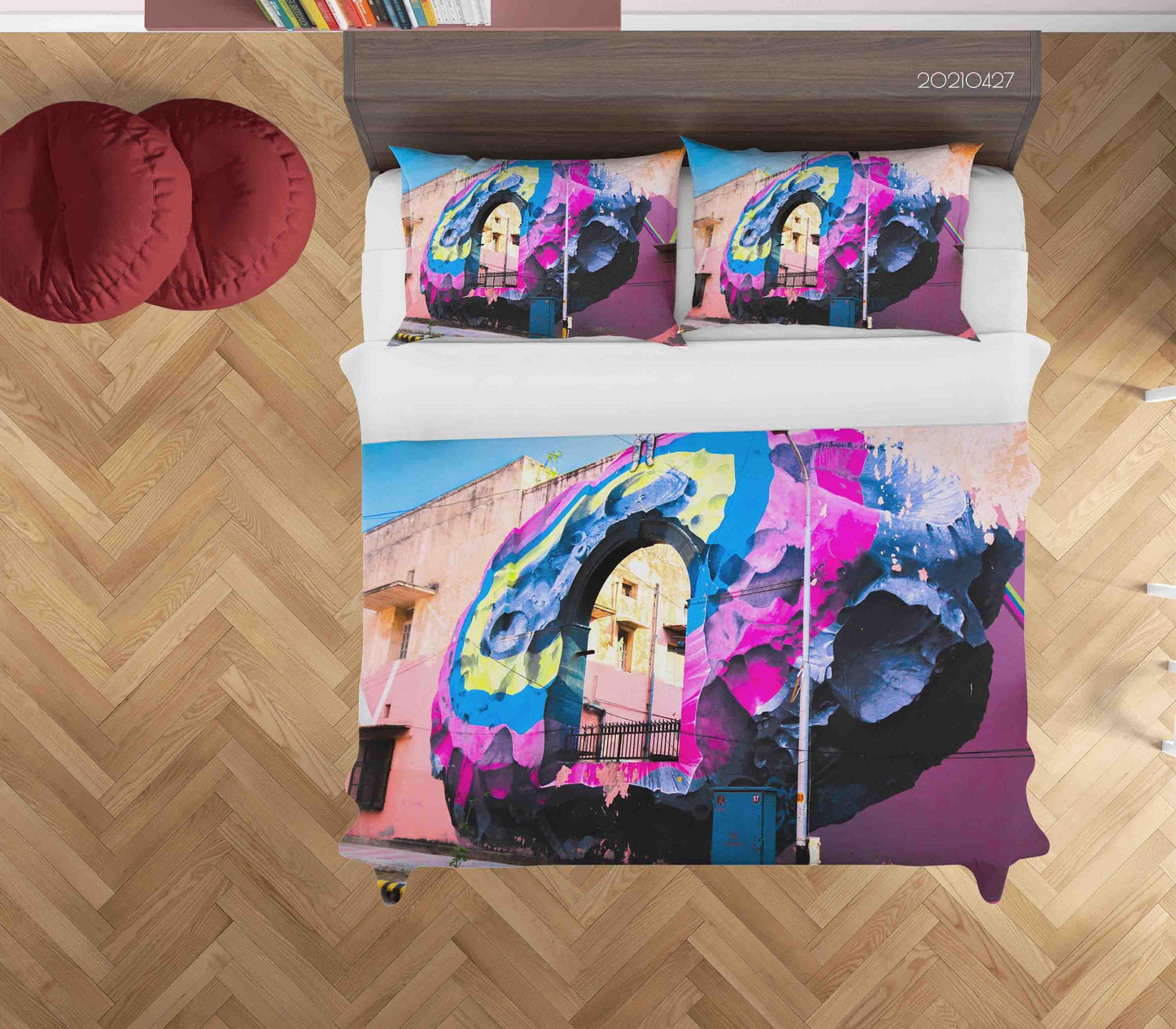 3D Abstract Colored Street Graffiti Quilt Cover Set Bedding Set Duvet Cover Pillowcases 120