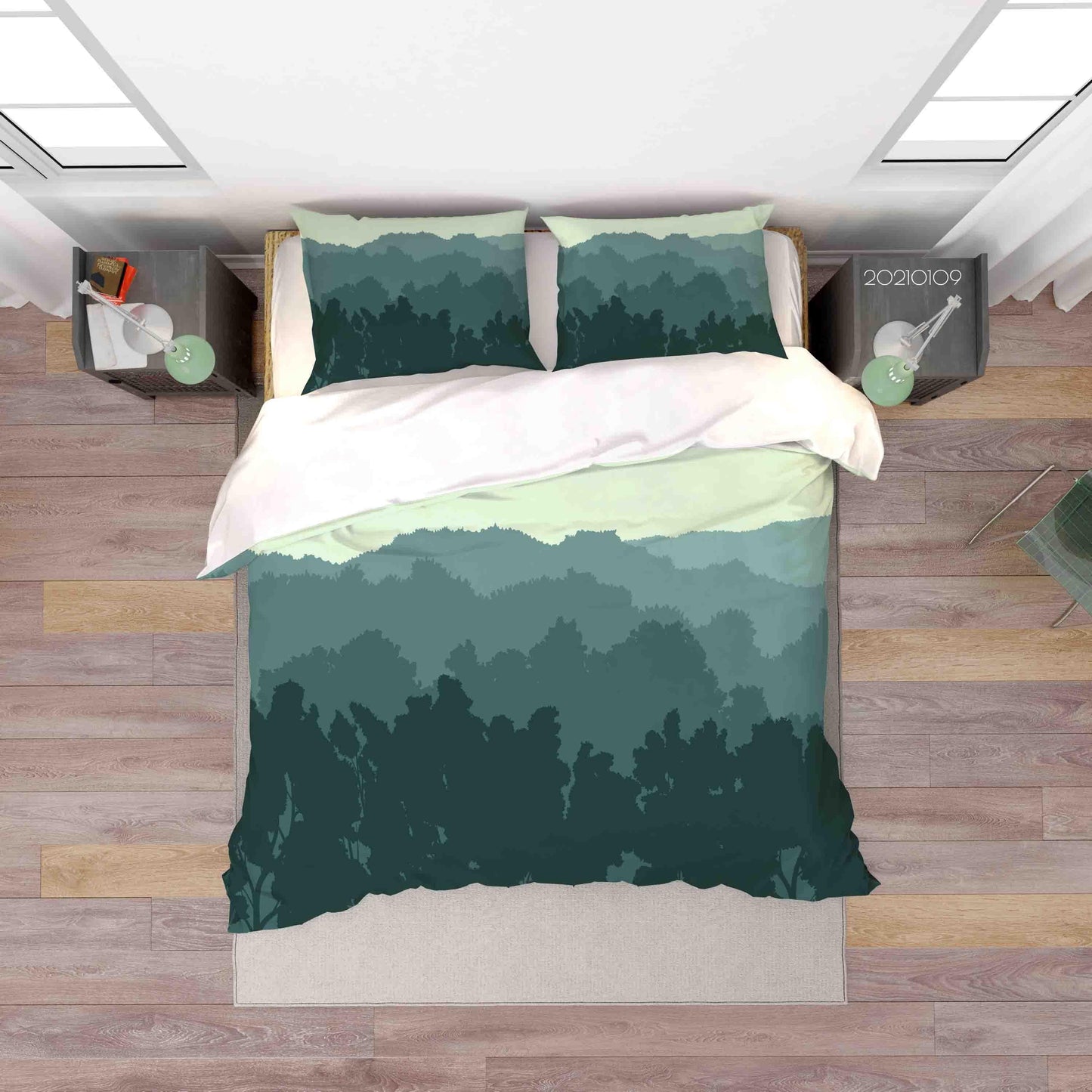 3D Cartoon Green Forest Quilt Cover Set Bedding Set Duvet Cover Pillowcases 34 LQH
